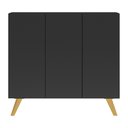 Ver imagem 3 de Gabinete Banheiro 3 Portas Retrô 90Cm Multimóveis Mp5030 Preto/Natural