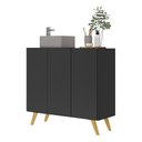 Ver imagem 7 de Gabinete Banheiro 3 Portas Retrô 90Cm Multimóveis Mp5030 Preto/Natural
