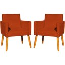 Ver imagem 1 de Kit 2 Poltronas Decorativa para Sala Nina Suede Cores Pé Palito 30cm Castanho
