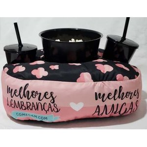 Kit Almofada Com Porta Pipoca Balde + Copos Melhores Amigas APP3005