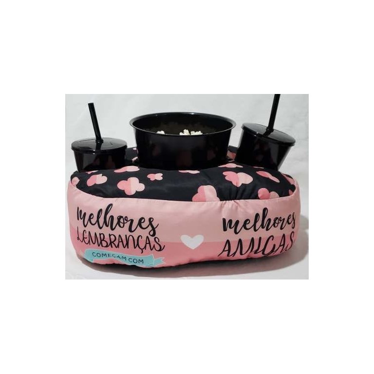 Kit Almofada Com Porta Pipoca Balde + Copos Melhores Amigas APP3005