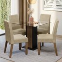 Ver imagem 1 de Conjunto Sala de Jantar Mesa Tampo de Vidro 4 Cadeiras Rustic/preto/imperial Ivy Madesa