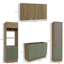 Ver imagem 3 de Kit Conjunto Cozinha Completa Balcão sem Tampo para Pia Armário Aéreo Paneleiro Verde Oliva Madeira
