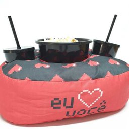 Kit Almofada Com Porta Pipoca 1 Balde + 2 Copos Amo Você APP3007 - 3