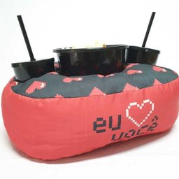 Kit Almofada Com Porta Pipoca 1 Balde + 2 Copos Amo Você APP3007 - 1