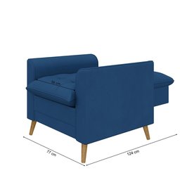 Poltrona Decorativa York C/ Puff em Veludo e Fibras de Silicone Just Time - 5