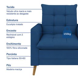Poltrona Decorativa York C/ Puff em Veludojust Time - 8