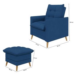 Poltrona Decorativa York C/ Puff em Veludojust Time - 6
