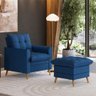 Poltrona Decorativa York C/ Puff em Veludo e Fibras de Silicone Just Time - 2