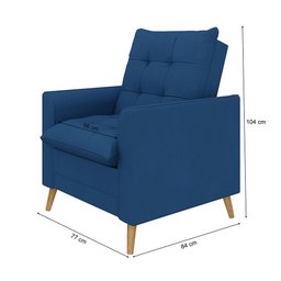 Poltrona Decorativa York C/ Puff em Veludo e Fibras de Silicone Just Time - 4