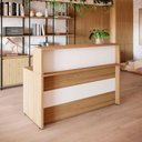 Ver imagem 1 de Balcão Atendimento 120 Cm Recepção Alto Escritório F5 Office Cor:macadâmia com Branco