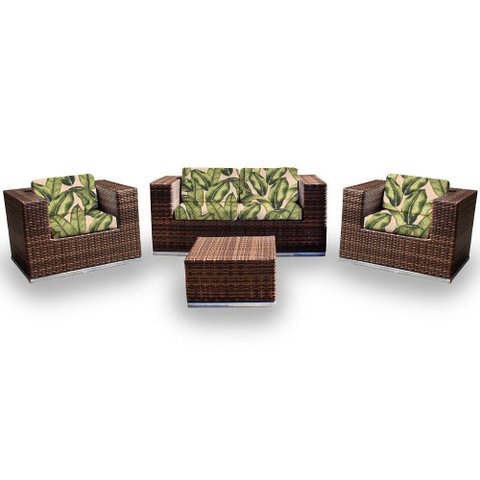 Conjunto Bora Bora - 1 Sofá 2 Lugares + 2 Poltronas + 1 Mesa de Centro - Oahu