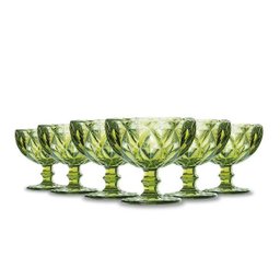 Jogo Taça Sobremesa 310ml Verde Diamante 6 Peças Class Home - 1