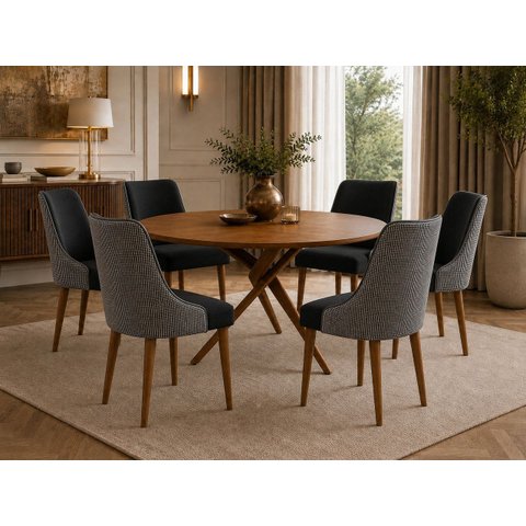 Sala Jantar Maciça Luxo 06 Lugares Catânia - Essenza Móveis