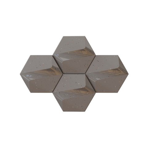 Revestimento Hexagonal 3d - Ferro Fluid - Montizi:prata Griseo