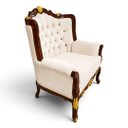 Ver imagem 4 de Poltrona Clássica Branco com Detalhes em Marrom e Dourado a: 108cm L: 92cm P: 62cm