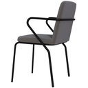 Ver imagem 3 de Kit 03 Cadeiras Estofada para Sala de Jantar com Braço Loft Preto C01 Linho Fendi Cinza - Lyam Decor