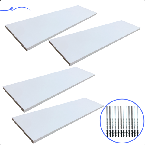 Kit 4 Prateleira Branca 70X20 + Suporte Flutuante Mdf  Organizadora Decoração Cozinha Banheiro Sala