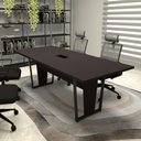 Ver imagem 1 de Mesa de Reunião Pés Metal 2m Preta Caixa de Tomadas F5