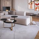 Ver imagem 2 de Conjunto Sala Mesa de Centro Lateral Chanfrada Orgânica Nero/dourado