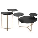 Ver imagem 1 de Conjunto Sala Mesa de Centro Lateral Chanfrada Orgânica Nero/dourado