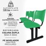 Longarina Cadeira 3 Lugares Iso Plástica Coluna Dupla Para Escritório Recepção Auditório Verde - 2