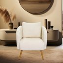 Ver imagem 2 de Poltrona Decorativa Dana Pés Palito Madeira Castanho Bouclé Off White - Nexta Casa