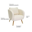 Ver imagem 3 de Poltrona Decorativa Dana Pés Palito Madeira Castanho Bouclé Off White - Nexta Casa