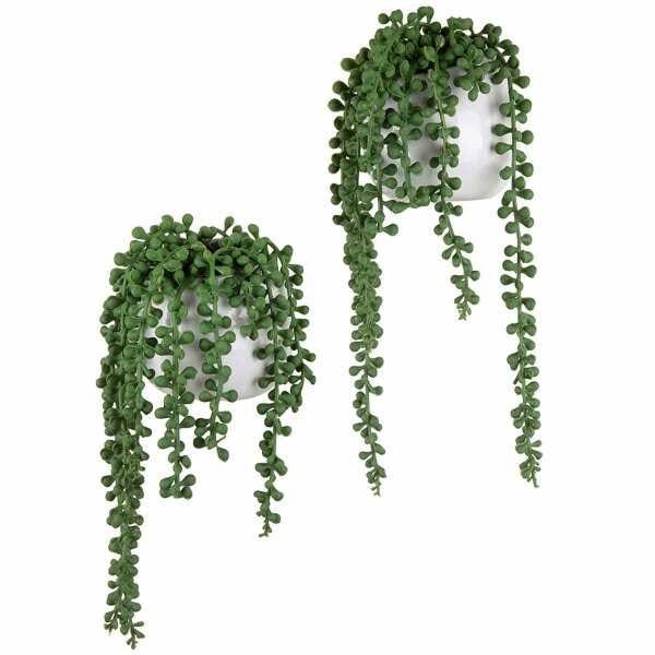 Kit 4 plantas artificiais pendente de rosario toque real 35 cm - 2