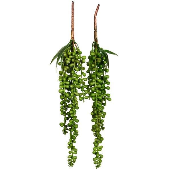 6 plantas artificiais pendentes em silicone verde 35 cm - 4