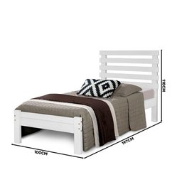 Cama Solteiro Madeira Maciça Com Colchão Branco Brena Shop JM - 4
