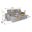 Ver imagem 5 de Sofá Retrátil Reclinável Linea 2,70m Linho Bouclê Cinza Duplo Molejo - King House