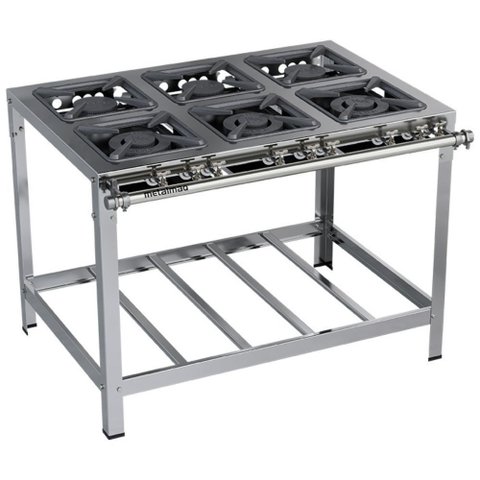 Fogão Industrial Stori Premium 6 Bocas 30x30 M15 Aço Inox 430 Metalmaq