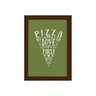 Quadro Frase Pizza Primeira Mordida Moldura Marrom 22x32cm - 1