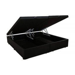 Base Box Baú Blindado Queen Bipartido Acolchoes Suede Preto 49x158x198 - 1