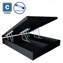 Ver imagem 2 de Base Box Casal Baú Pistão a gás preto Sintético Bipartido - 138x188
