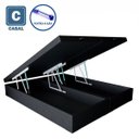 Ver imagem 1 de Base Box Casal Baú Pistão a gás preto Sintético Bipartido - 138x188