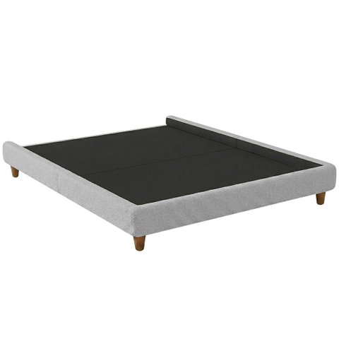 Cama Queen Base Box Pés Madeira 168 cm Otto Bouclé Cinza Claro - Nexta Casa