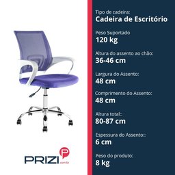 Cadeira de Escritório com Base Cromada Prizi Essencial - 5 Cadeira de Escritório com Base Cromada Prizi Essencial - 5