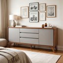 Ver imagem 1 de Cômoda 3 Gavetas 2 Portas 165cm MDF Serena Naturalle e Cinza