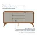 Ver imagem 7 de Cômoda 3 Gavetas 2 Portas 165cm MDF Serena Naturalle e Cinza