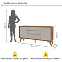 Ver imagem 3 de Cômoda 3 Gavetas 2 Portas 165cm MDF Serena Naturalle e Cinza
