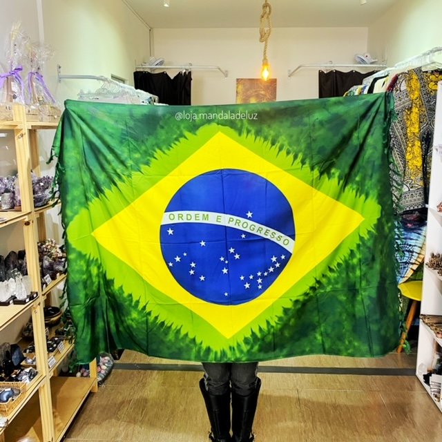 Canga Praia Indiana Bandeira do Brasil - Modelo 9 EDIÇÃO LIMITADA Mandala de Luz Importada da Índia - 1