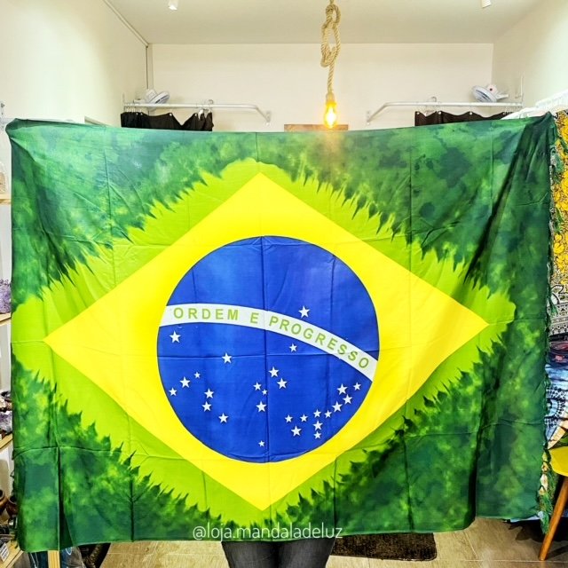 Canga Praia Indiana Bandeira do Brasil - Modelo 9 EDIÇÃO LIMITADA Mandala de Luz Importada da Índia - 2