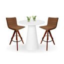 Ver imagem 1 de Conjunto Mesa Bistrô Cone 70 cm Laca Branca Base Altura 100 cm Laca Branca + 2 Banquetas Cercatto Gi