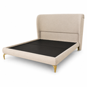 Ver imagem 1 de Conjunto Cabeceira e Cama Serena Queen Revestida em Linho com Cantos Arredondados Design Sofisticado