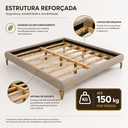 Ver imagem 2 de Conjunto Cabeceira e Cama Serena Queen Revestida em Linho com Cantos Arredondados Design Sofisticado