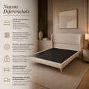 Ver imagem 5 de Conjunto Cabeceira e Cama Serena Queen Revestida em Linho com Cantos Arredondados Design Sofisticado
