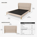 Ver imagem 7 de Conjunto Cabeceira e Cama Serena Queen Revestida em Linho com Cantos Arredondados Design Sofisticado