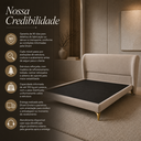 Ver imagem 4 de Conjunto Cabeceira e Cama Serena Queen Revestida em Linho com Cantos Arredondados Design Sofisticado